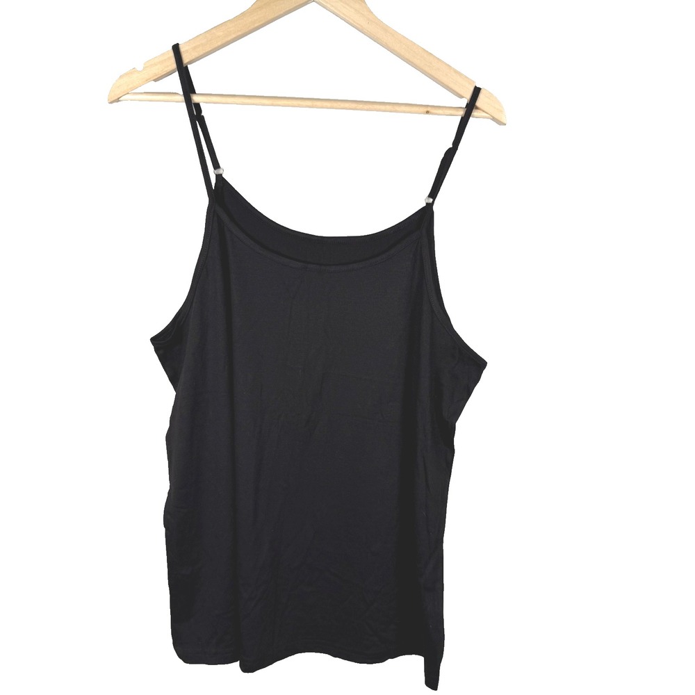 Y2K Camisole Spaghetti Strap Layering Black Babydoll Tank Womens XXL BaseCapsule